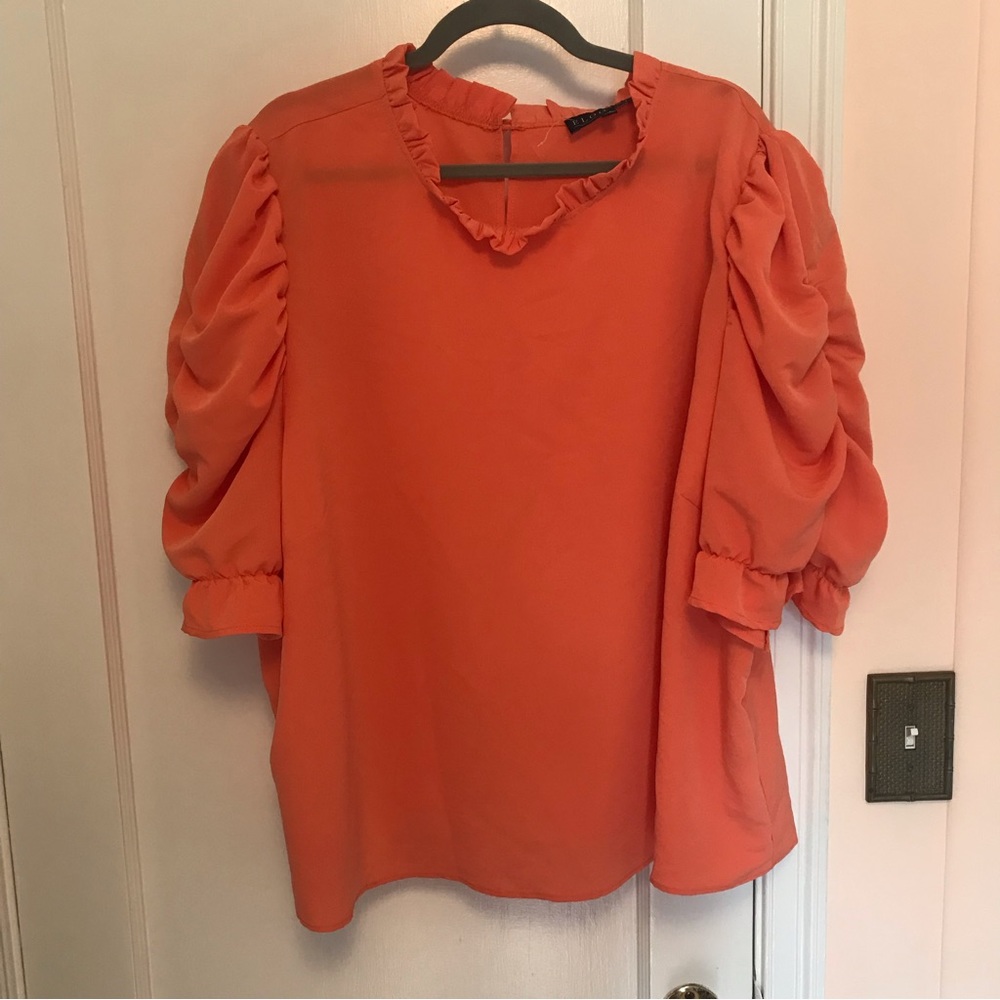 Eloquii Size 28 puff sleeve coral blouse